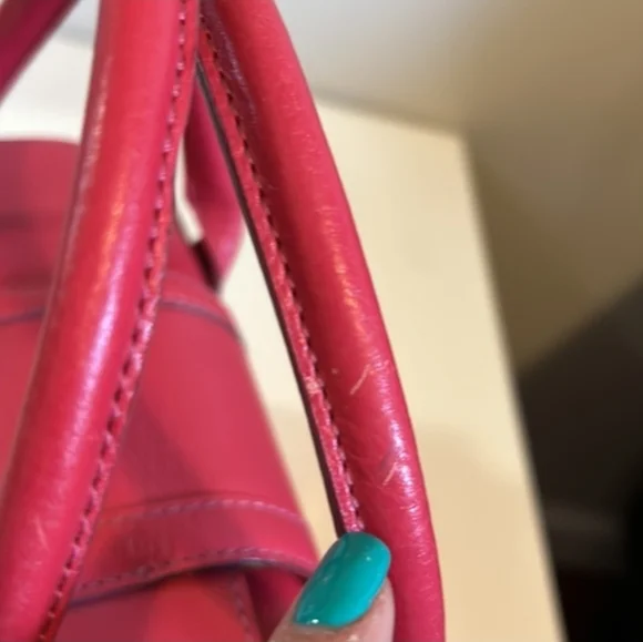 Structured Pink Leather Satchel with Top Handle - Picture 10 of 10
